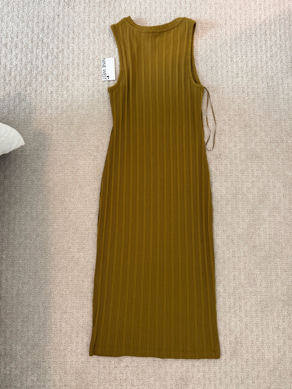 Nine West Ribbed Sleeveless Midi Dress - Olive - Picture 4 of 4